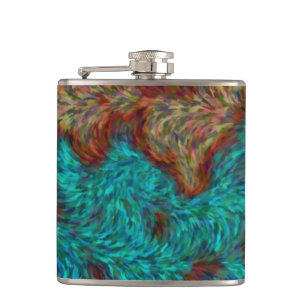 Turquoise Burnt Orange Brushstroke > Hip Flasks