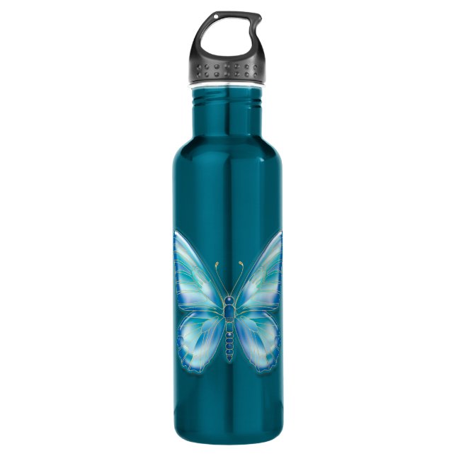 Turquoise butterfly 710 ml water bottle (Front)