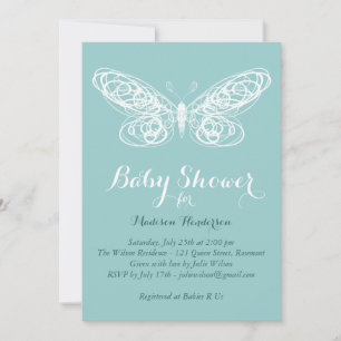Turquoise Butterfly Baby Shower Invitation