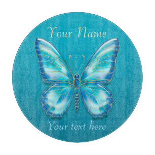Turquoise Butterfly Cutting Board