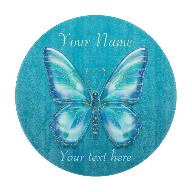Turquoise Butterfly Cutting Board (Front)