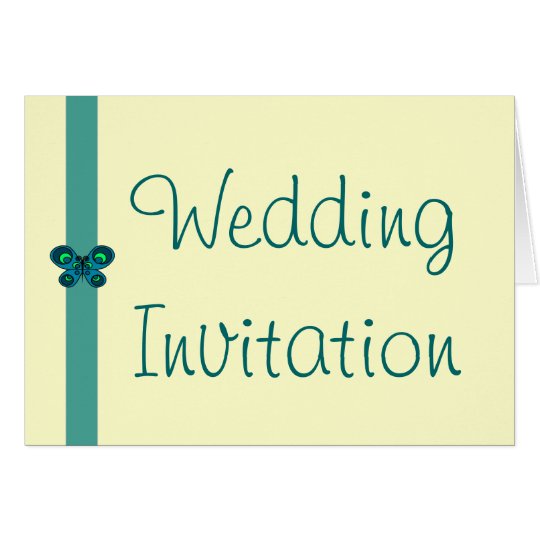 Turquoise Butterfly Ribbon Wedding Invitation