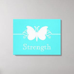 Turquoise Butterfly Swirls Virtue Canvas Print
