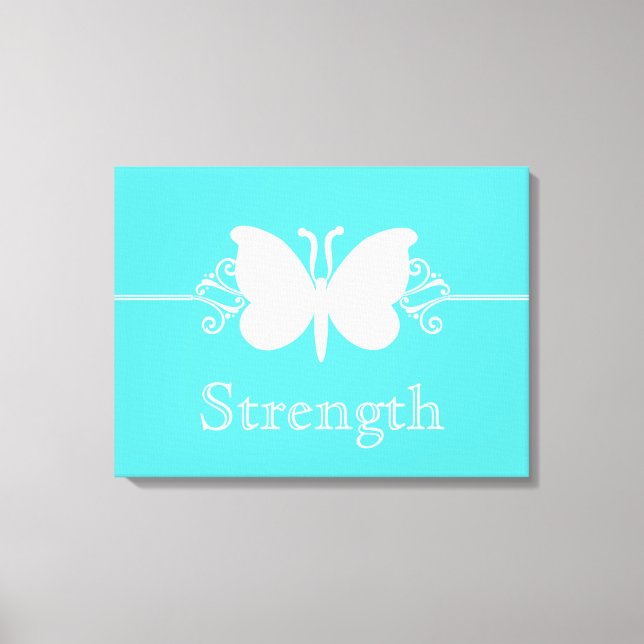 Turquoise Butterfly Swirls Virtue Canvas Print (Front)