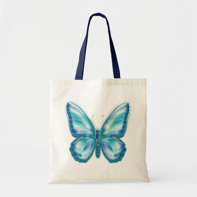 Turquoise Butterfly Tote Bag (Front)