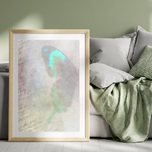 Turquoise Butterfly Wing Vintage Handwriting Tissue Paper