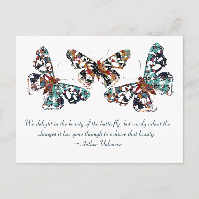 Turquoise Butterfly With Saying Postcard (Front)