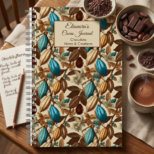 Turquoise Cacao Pattern Tasting Chocolate Notebook