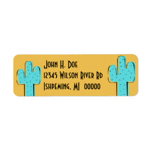 Turquoise Cactus Southwestern Address Labels