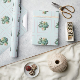 Turquoise Cactus Succulent Wrapping Paper