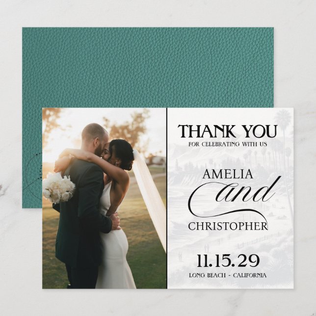 Turquoise California Passport Thank You Card (Front/Back)