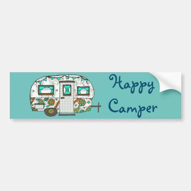 Turquoise camper bumper sticker (Front)