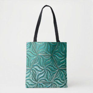 Turquoise ceramic tile wall textureabstract, archi tote bag