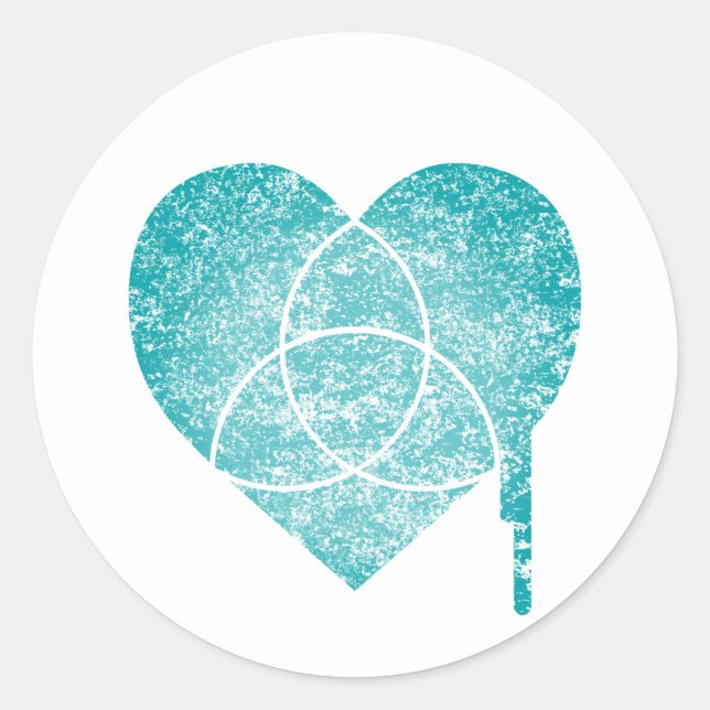 turquoise chart heart classic round sticker (Front)