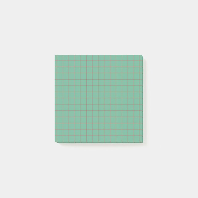 Turquoise Chequered Pattern Aesthetic Grid Design  Post-it Notes (Front)