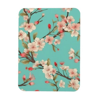 Turquoise Cherry Blossom Flexible Photo Magnet