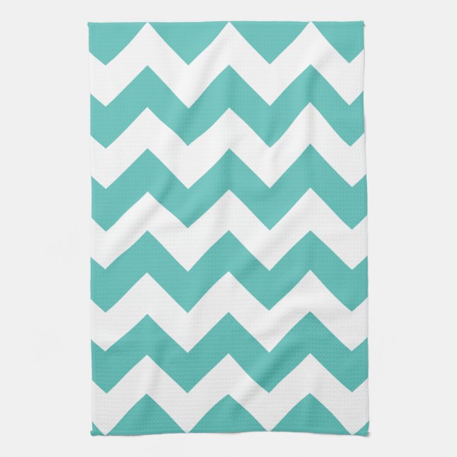 Turquoise Chevron Zigzag  Kitchen Towels (Vertical)