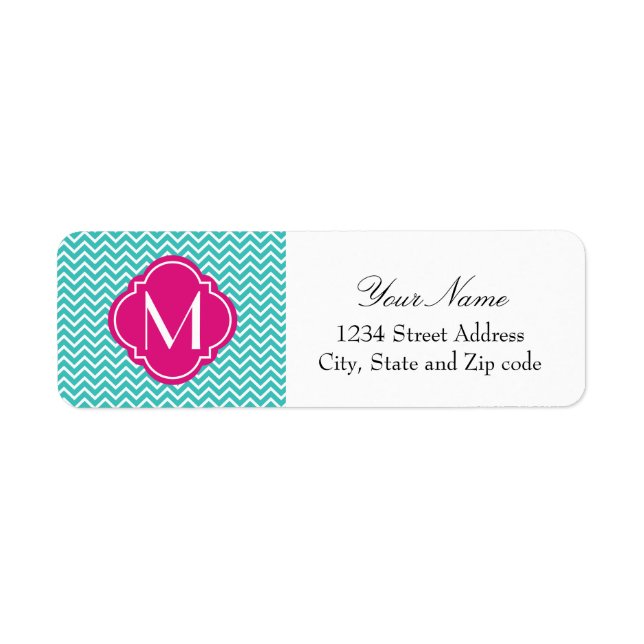 Turquoise Chevron Zigzag Stripes with Monogram (Front)