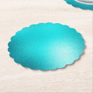 Turquoise Chic Aqua Blue Paper Coaster