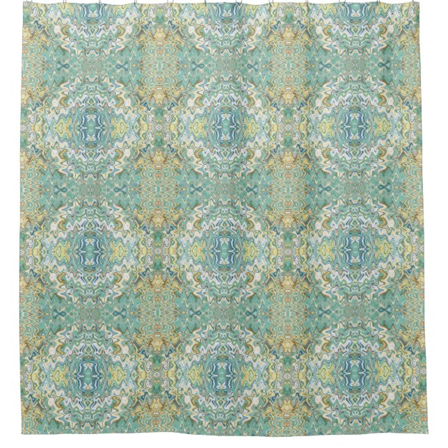 Turquoise Chic Unique Pattern Shower Curtain (Front)