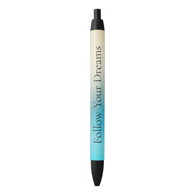 Turquoise Chic White Aqua Blue  Black Ink Pen (Front Vertical)