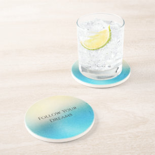 Turquoise Chic White Aqua Blue Coaster