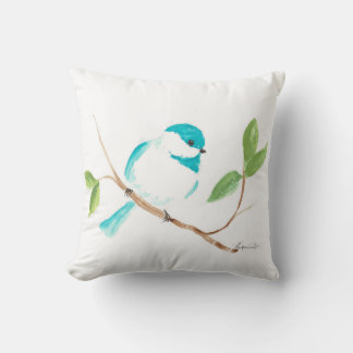 Turquoise Chickadee Cushion