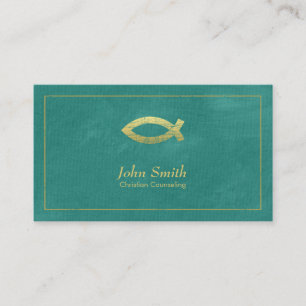 Turquoise Christian Counsellor Ichthus Appointment Card