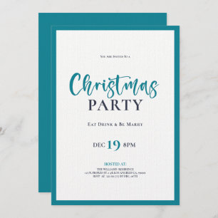 Turquoise Christmas typography dinner party invite