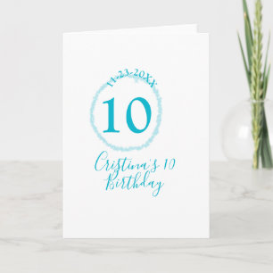 Turquoise circle. Round glitter 10th birthday bold Card