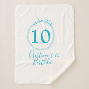 Turquoise circle. Round glitter 10th birthday bold Sherpa Blanket