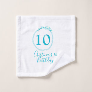 Turquoise circle. Round glitter 10th birthday bold Wash Cloth