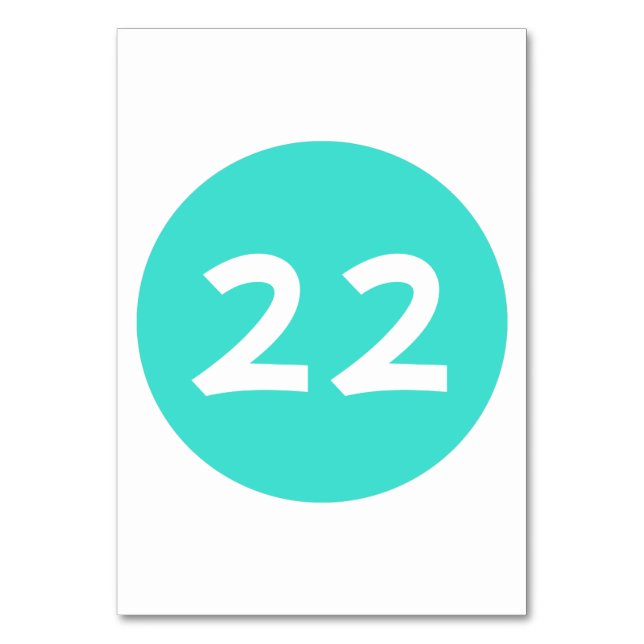 Turquoise Circle Table Number (Front)