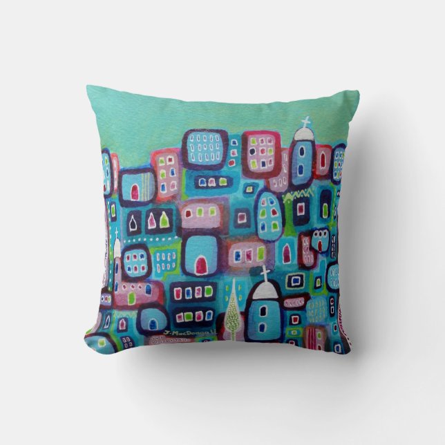 Turquoise City Cushion (Front)