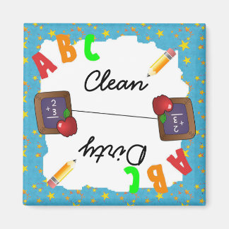 Turquoise Clean & Dirty School Chalkboard Magnet