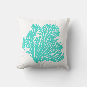 Turquoise Coastal Coral Cushion