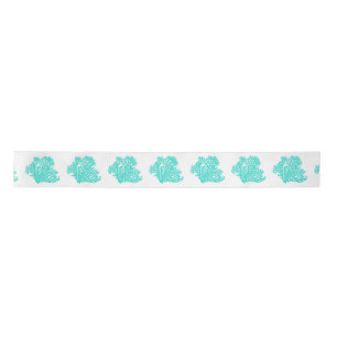 Turquoise Coastal Coral Satin Ribbon