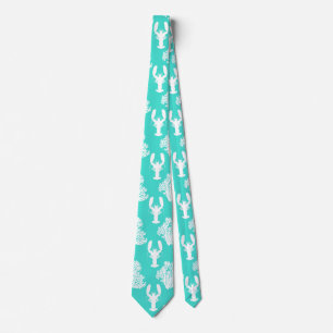 Turquoise Coastal Lobster Pattern Tie