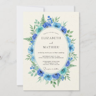 Turquoise Cobalt Painted Wedding Invitation
