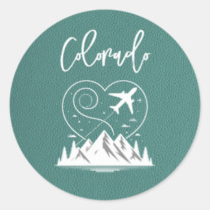 Turquoise Colorado Passport  Classic Round Sticker