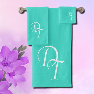 Turquoise colour  bath towel set