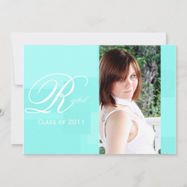 Turquoise Colour Block Graduation Announcement (Front)