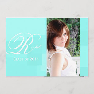 Turquoise Colour Block Graduation Announcement