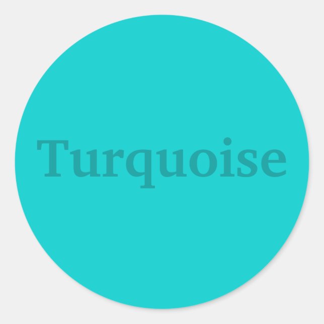 Turquoise Colour Word  on Light Teal Stickers (Front)