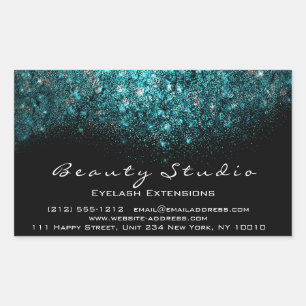 Turquoise Confetti Eyelash  Makeup Beauty Salon Rectangular Sticker
