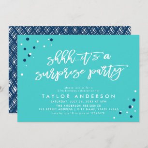 Turquoise Confetti It's a Surprise Party Birthday Invitation