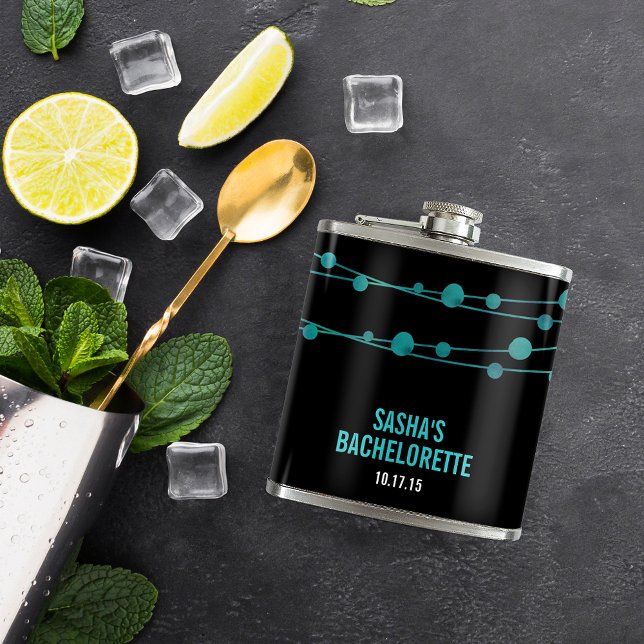 Turquoise Confetti Personalized Bachelorette Party Hip Flask (Creator Uploaded)