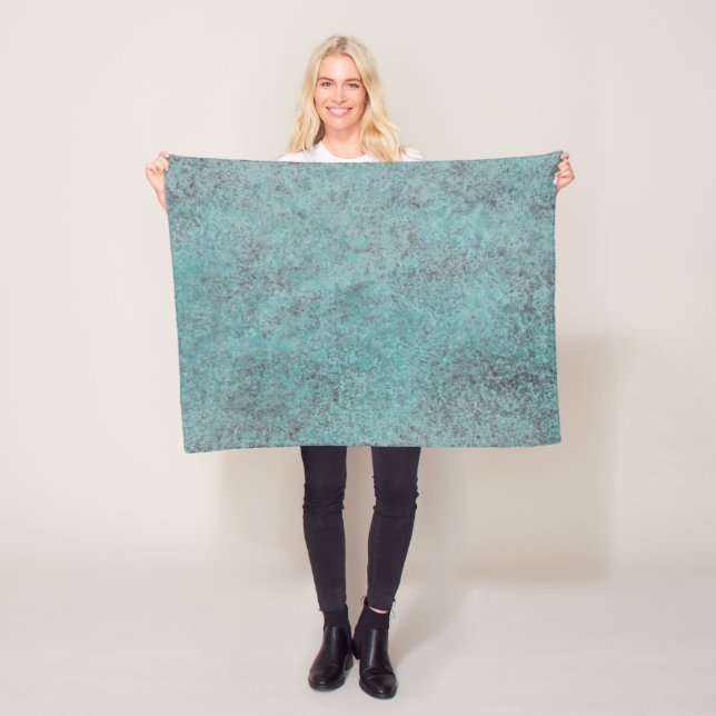 Turquoise Copper Patina texture gift Fleece Blanket (In Situ)