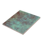 Turquoise Copper Textured Grunge Tile<br><div class="desc">Turquoise, copper textured grunge photograph on ceramic tile. Muted turquoise splashed with rust colour pattern. Modern vintage style home decor. Beautiful colour combination to go with your existing decor. Makes a very beautiful ceramic tile for your kitchen or bathroom or anywhere in your home. Beautiful home decor will look amazing....</div>