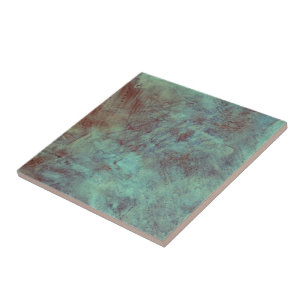 Turquoise Copper Textured Grunge Tile